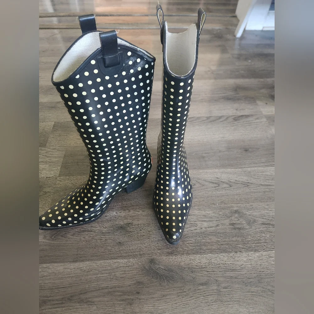 Brit and Bridle western cowboy polka dot rain boots - Picture 1 of 6